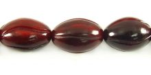 Red horn 12mm oval carved melon shape