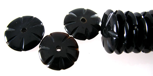 Black horn flower design 20mm