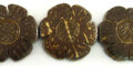 Coconut shell 30mm 2-sided flower design natural brown