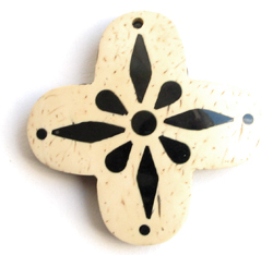 Coconut shell Cross Pendant white with painted design