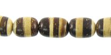 Coconut shell beads oval brown/white