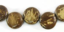 Coconut shell bead coin side drilled natural brown