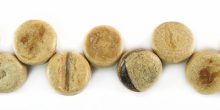 Tiger coconut shell bead coin side drilled 8mm