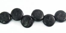 Black coconut shell bead coin side drilled 8mm dyed black