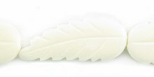 White carved bone leaf 33x13mm