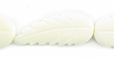 White carved bone leaf 33x13mm