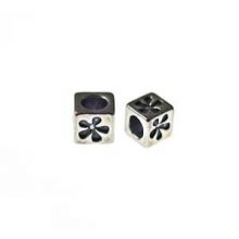 Sterling Silver Jewelry Themed Beads Black Solid 9.09 mm 12.73 mm Reflections Black Enamel Mama Panda Bead 