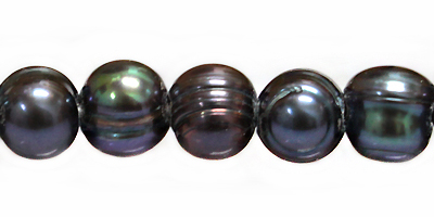 Potato pearls w/ lines peacock 10-11mm