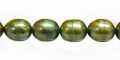rice pearl with line 9x11mm olive green
