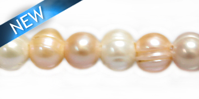 potato pearl multi peach 9mm round large wholesale beads