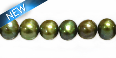 LS Pearl Potato Forest Green ~8-9mm wholesale beads