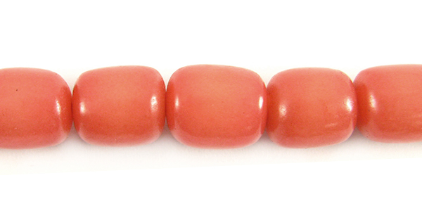 Buri seed oval 10x8mm dyed coral