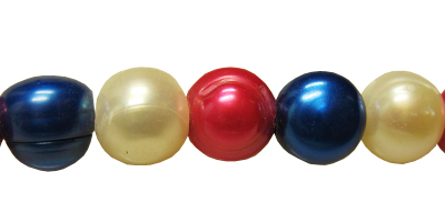 Potato Pearls Red White Blue 9mm