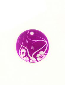 Makabibi Round 20mm Flower Laser Design Purple