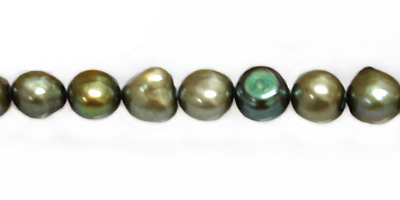 Nugget pearls silver green 6-8mm