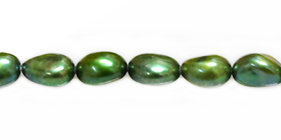 rice nugget pearls forest green 7-8mm
