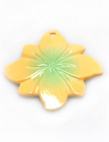 River shell painted light orange flower wholesale pendant