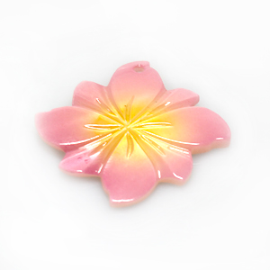 River shell painted pink flower pendant wholesale