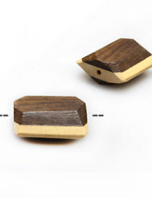 Robles wood faceted square bead with whitewood insert