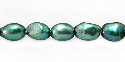 rice pearl with line 9x11mm forest green