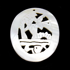 Makabibi shell pend oval 39x40mm carved wholesale