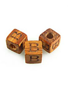 Alphabet "B" wood bead bayong 8mm square