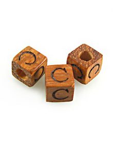 Alphabet "C" wood bead bayong 8mm square