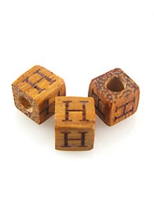 Alphabet "H" wood bead bayong 8mm square