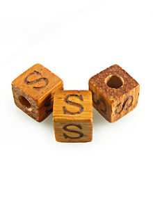Alphabet "S" wood bead bayong 8mm square