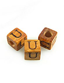 Alphabet "U" wood bead bayong 8mm square
