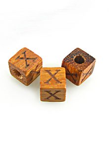 Alphabet "X" wood bead bayong 8mm square