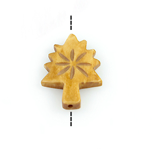 Antique bone carved tree shape bead 26mm