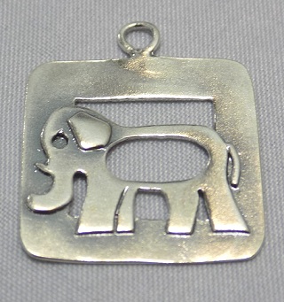 Elephant Framed Pendant - Large sterling silver