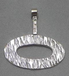sterling silver Textured Oval Drop Pendant - Large