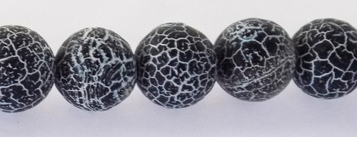 Black Matte Crackle Agate Beads 12mm wholesale gemstones