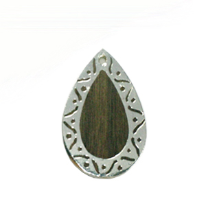 Graywood teardrop carved silver framed design