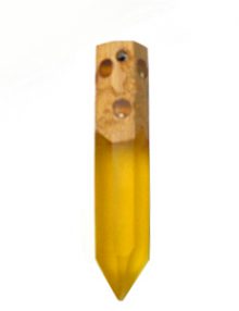 Faceted mahoganny wood tusk with Yellow collor resin