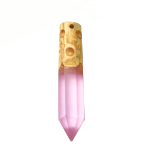 Faceted mahogany wood tusk with resin combination in pink