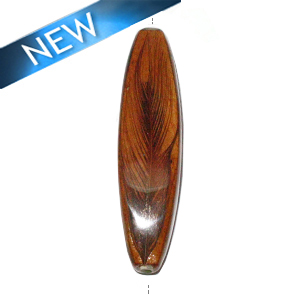 Four-sided Mahogany wood tube laminated with rooster feather natural brown