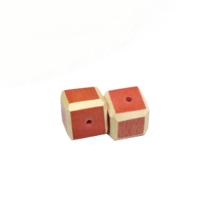 Melon Colored dice wood beads 15mm
