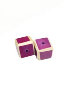 Magenta Colored dice wood beads 15mm