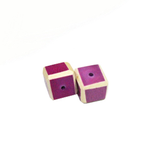 Magenta Colored dice wood beads 15mm