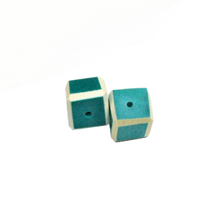 Blue Green colored dice wood beads 15mm