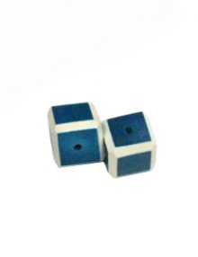 Coral blue colored dice wood beads 15mm