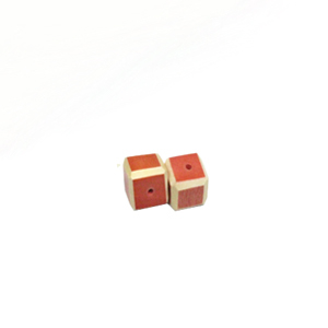 Melon Colored dice wood beads 12mm