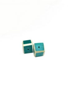 Blue Green colored dice wood beads 12mm
