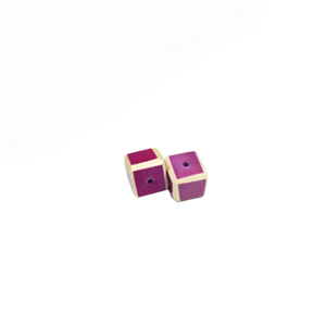 Magenta Colored dice wood beads 12mm