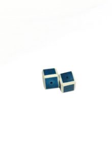 Coral blue colored dice wood beads 12mm