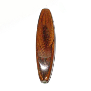 Mahogany wood tube laminated with rooster feather natural brown