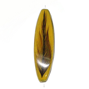 Mahogany wood tube laminated with rooster feather yellow